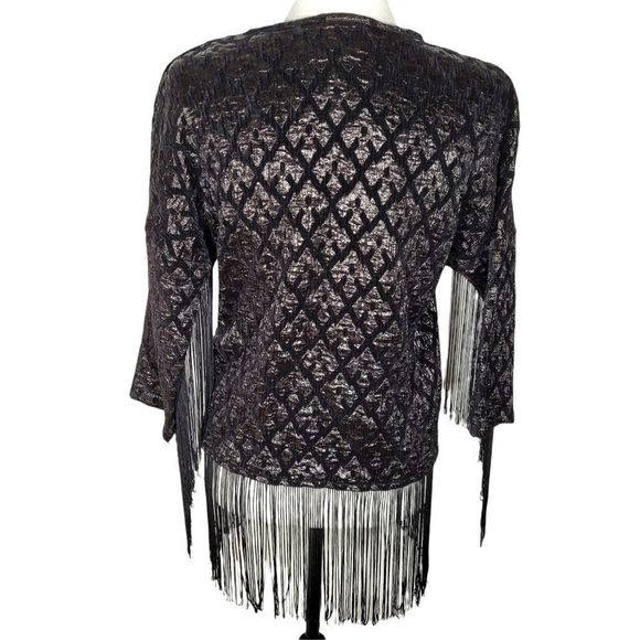 Vero Moda Fringe Jacket/Kimono Black Size Small - Picture 3 of 12
